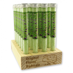 Stand filled with bath salt