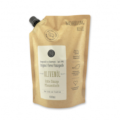 Liquid vegetable oil soap with sheepmilk 1l in a refill-bag  "Love for tradition", Olive 