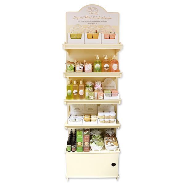 Shelf Variant 17, width 60 cm x depth 45 cm x height 195 cm, completely stocked with FLOREX products 