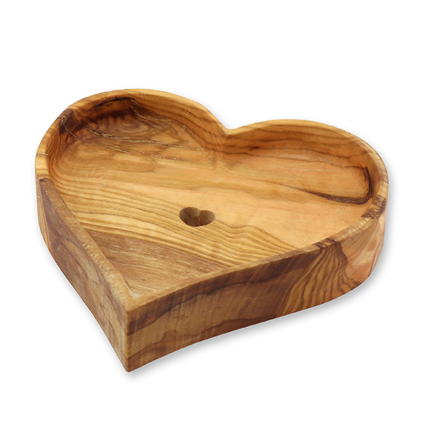 Heart shape soap dish made out of olivewood 10x10,5cm 