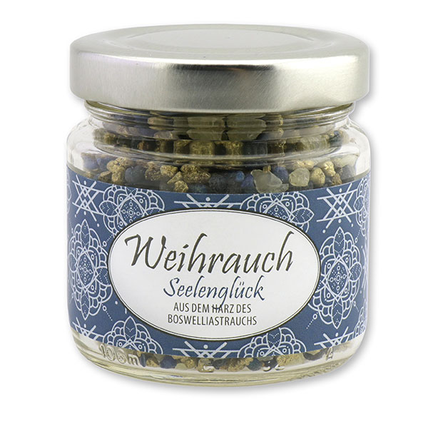 Incense mix 60g in glass jar, "Seelenglück" 