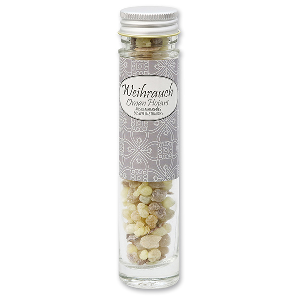 Incense 30g in a high glass jar, "Oman Premium Hojari" 