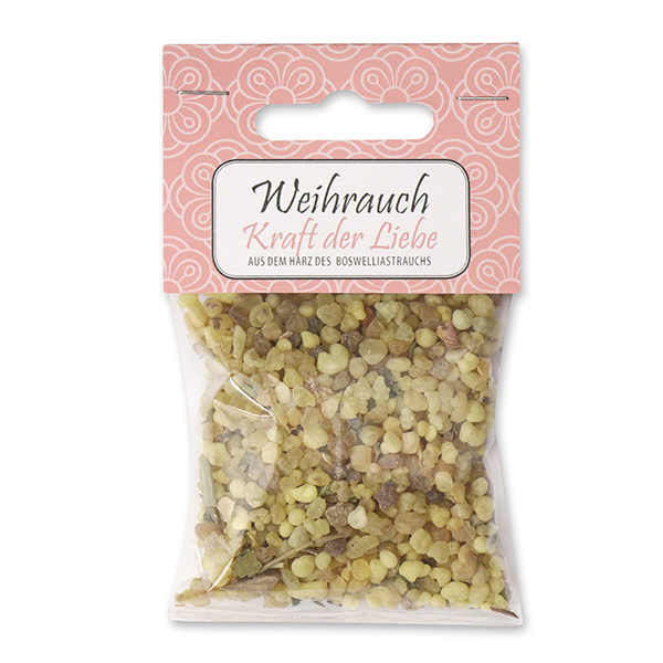 Incense mix 25g in a cellophane bag with a card, "Kraft der Liebe" 