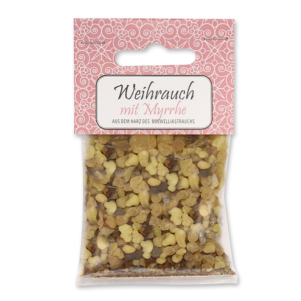 Weihrauchmischung 25g im Cello mit Kärtchen, Weihrauch mit Myrrhe 