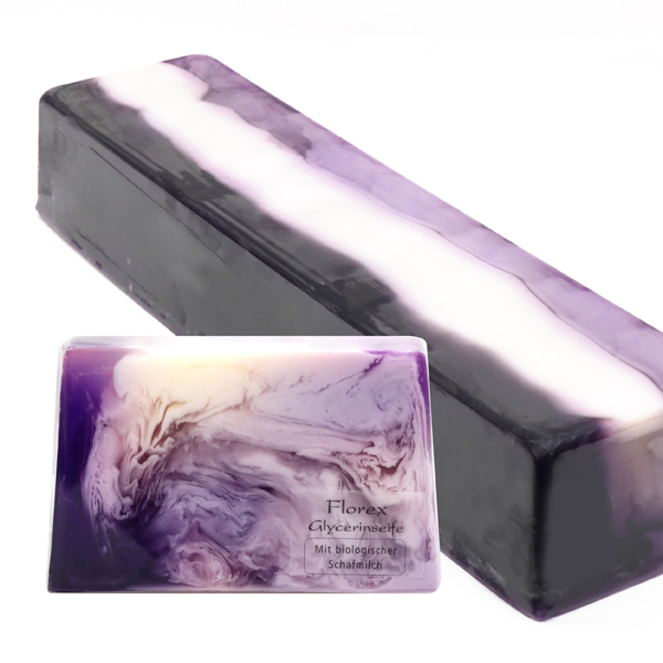 Handmade glycerin-soap block ca. 1,80kg, blueberry-blackberry 