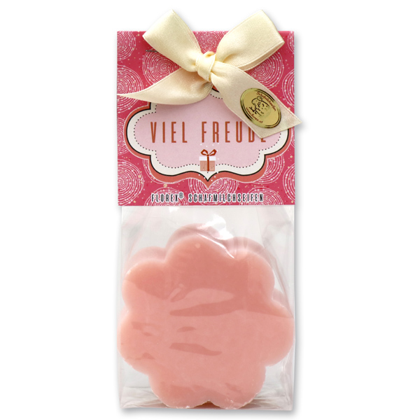 Sheep milk soap flower 115g in a cellophane bag "Viel Freude", Peony 