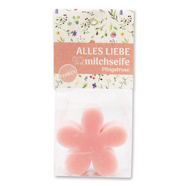 Schafmilchseife Margerite 78g in Cello "Alles Liebe", Pfingstrose 