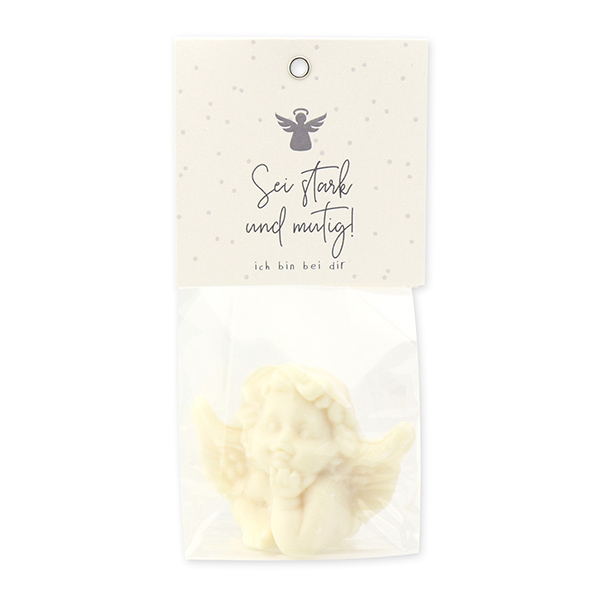 Sheep milk soap angel 50g "Sei stark und mutig..." , Christmas rose white 