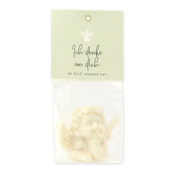 Sheep milk soap angel 50g "Ich denke an dich...", Christmas rose white 