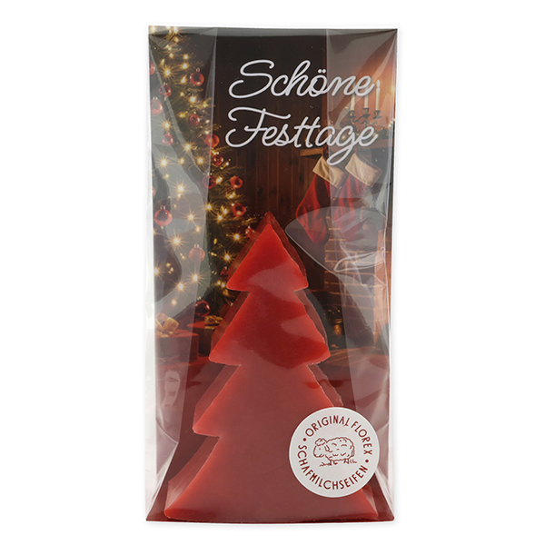 Schafmilchseife Tannenbaum 75g in Cello "Schöne Festtage", Granatapfel 