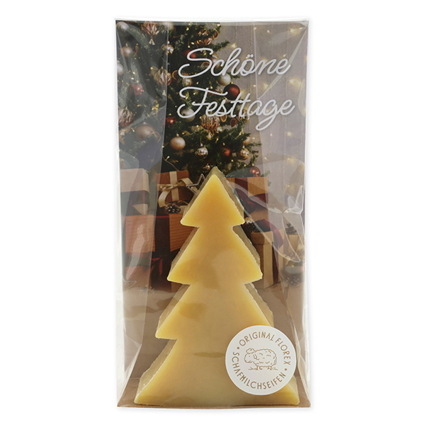 Schafmilchseife Tannenbaum 75g in Cello "Schöne Festtage", Zirbe 