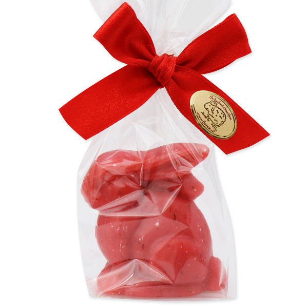 Sheep milk soap rabbit 40g, in a cellophane, Rose with petals 