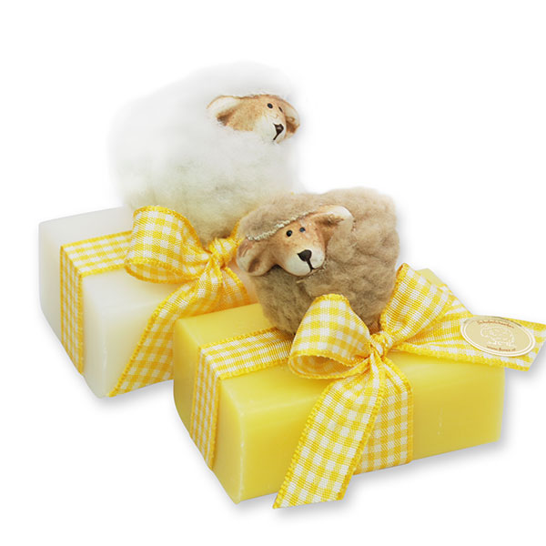 Sheep milk soap 100g, decorated with a wool-sheep, Classic/grapefruit 