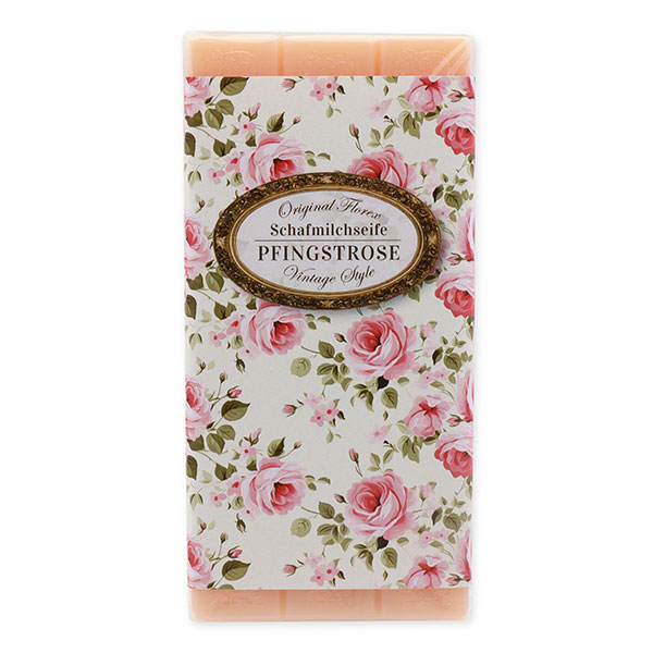 Sheep milk soap bar 100g "Vintage motif 205", Peony 