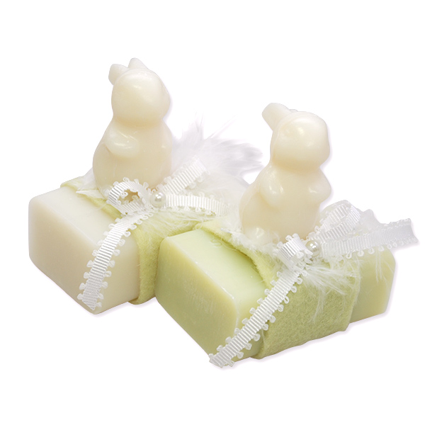 Sheep milk soap 100g decorated with a soap rabbit 23g, Classic/meadow flower 