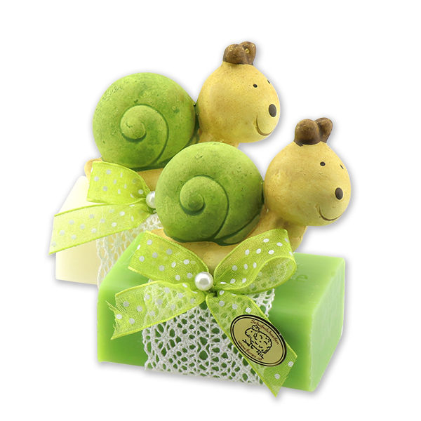 Sheep milk soap 100g, decorated with a snail, Classic/apple 