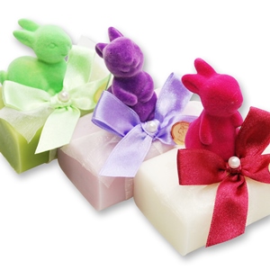 Sheep milk soap 100g, decorated with a rabbit, sorted 