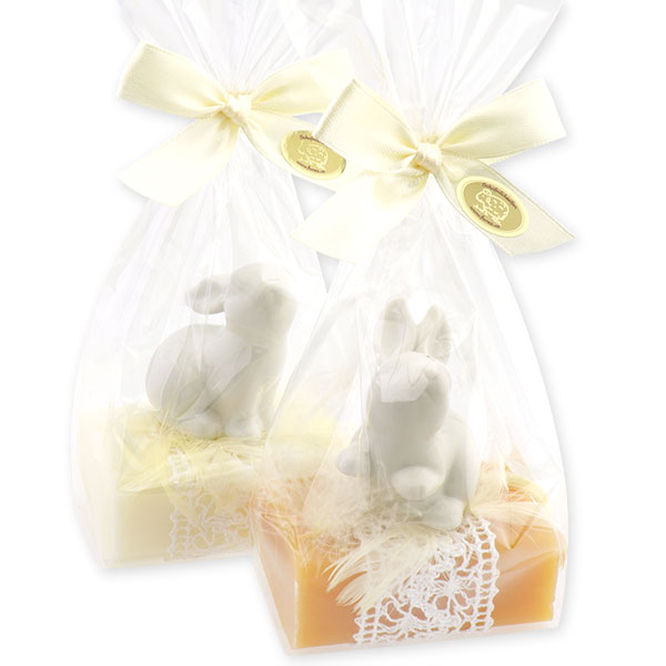 Sheep milk soap 100g, decorated with a rabbit in a cellophane, Classic/quince 