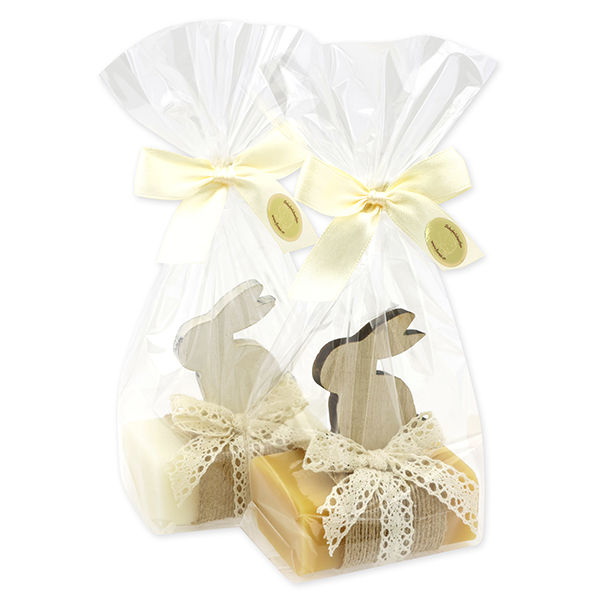 Sheep milk soap 100g decorated with a rabbit in a cellophane, Classic/swiss pine 