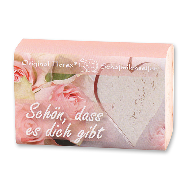 Sheep milk soap 100g "Schön, dass es dich gibt", Wild rose 