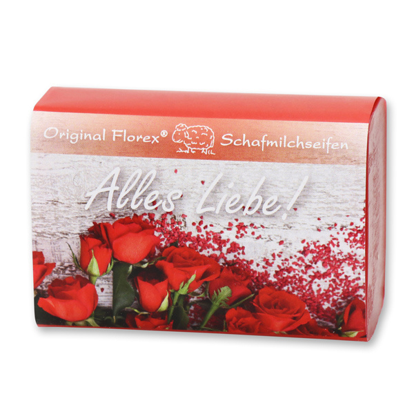 Sheep milk soap 100g "Alles Liebe", Rose 