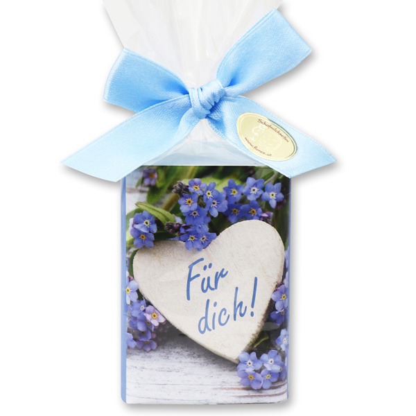 Sheep milk soap 100g in a cellophane bag "Für dich", Forget Me Not 