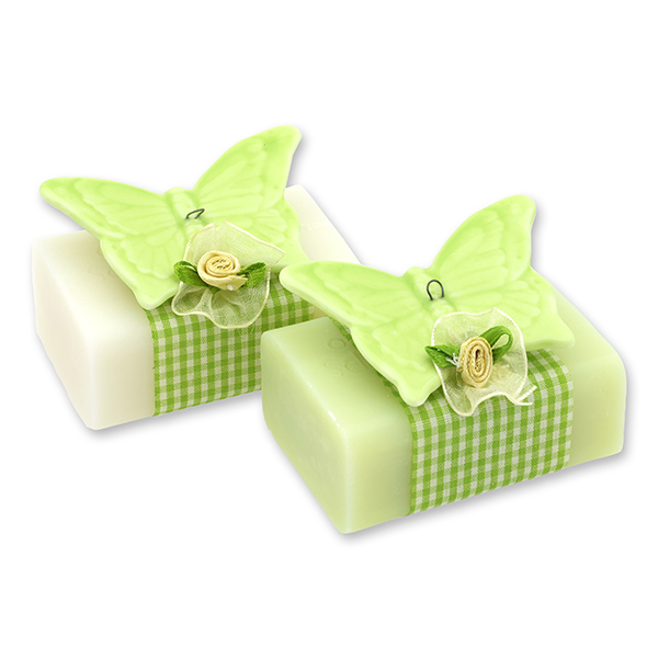 Sheep milk soap 100g decoreated with a butterfly, Classic/Meadow flower 