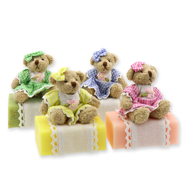 Sheep milk soap 100g, decorated with a bear, sorted 