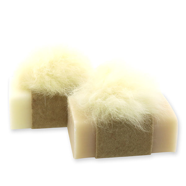 Sheep milk soap 100g decorated with a pompom, Classic/almond oil 