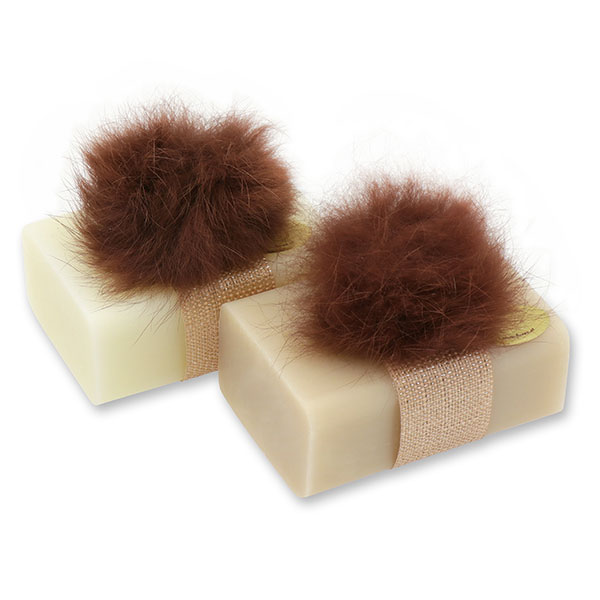 Sheep milk soap 100g decorated with a pompom, Classic/almond oil 