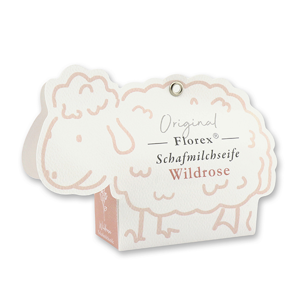 Sheep milk soap 100g, in a sheep paper box, Wild rose 