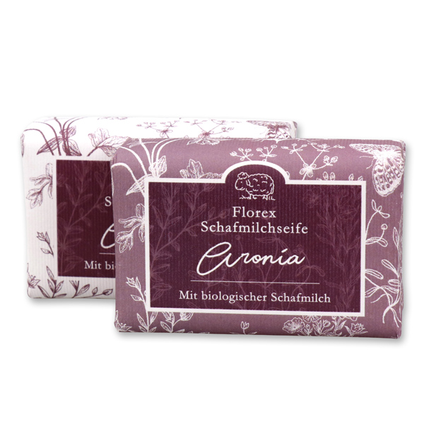 Schafmilchseife eckig 100g "Florentine" im gerillten Papier, Aronia 