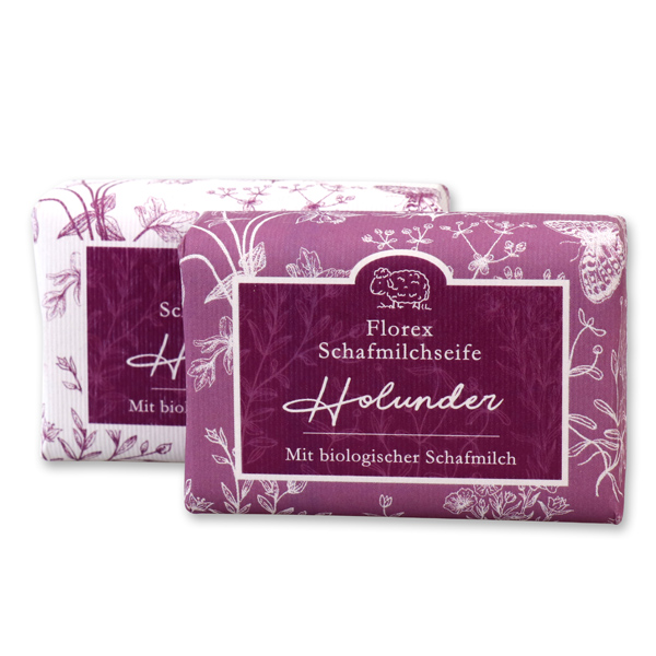 Sheepmilk soap 100g packed with florentine-sleeve, Elderberry 