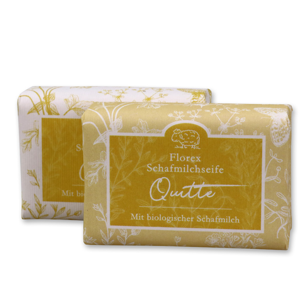 Sheepmilk soap 100g packed with florentine-sleeve, quince 