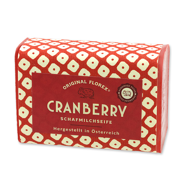 Schafmilchseife eckig 100g, "Handmade Paper" Cranberry 