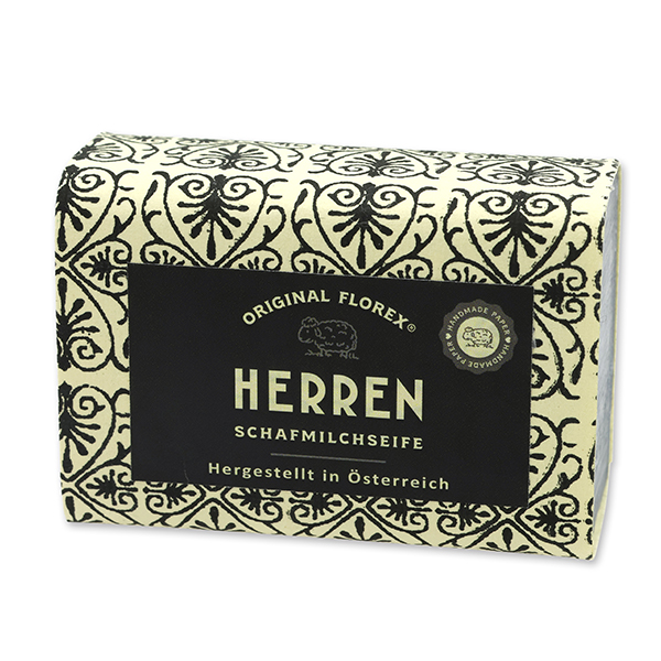 Schafmilchseife eckig 100g, "Handmade Paper" Herrenseife 