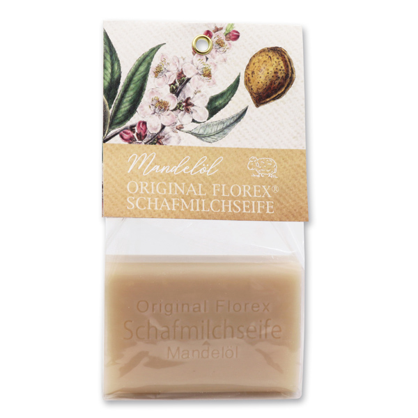 Schafmilchseife eckig 100g in Cello, Mandelöl 