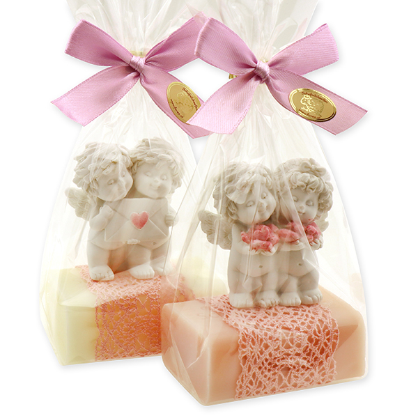 Sheep milk soap 100g decorated with an angel-Igor in a cellophane, Classic/magnolia 