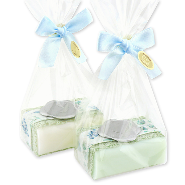 Sheep milk soap 100g, decorated with a heart in a cellophane, Classic/cucumber 