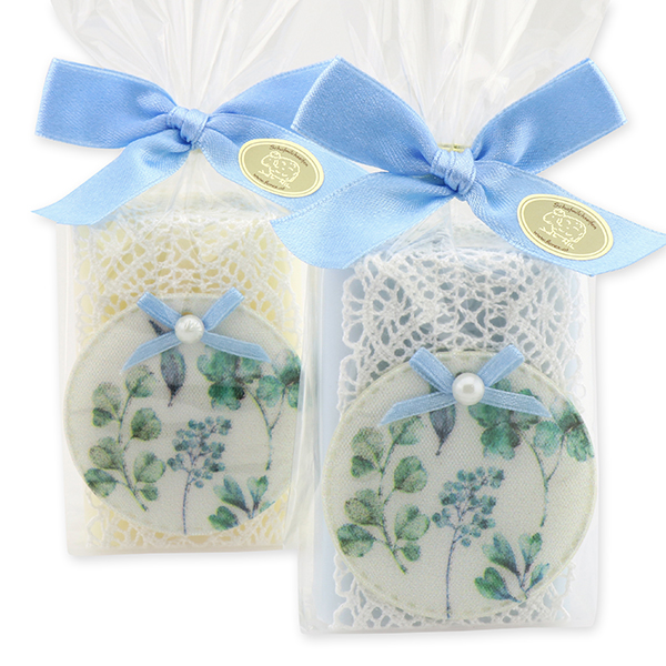 Sheep milk soap 100g, decorated with a ribbon in a cellophane, Classic/forget-me-not 