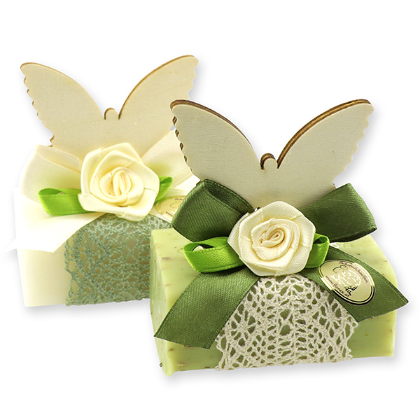 Sheep milk soap 100g, decorated with a butterfly, Classic/verbena 