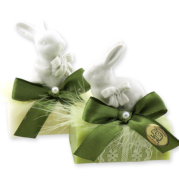 Sheep milk soap 100g, decorated with a rabbit, Classic/verbena 