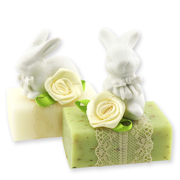 Sheep milk soap 100g, decorated with a rabbit, Classic/verbena 