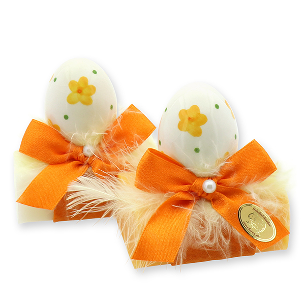 Sheep milk soap 100g, decorated with an egg, Classic/orange 