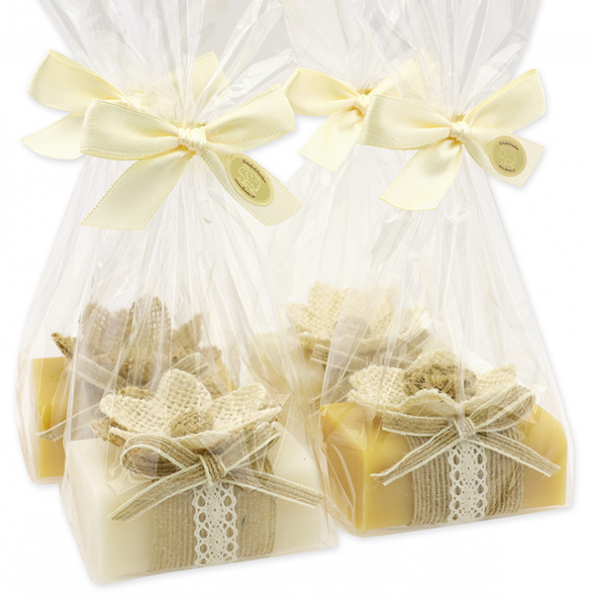 Sheep milk soap 100g decorated with a flower in a cellophane, Classic/Swiss Pine 