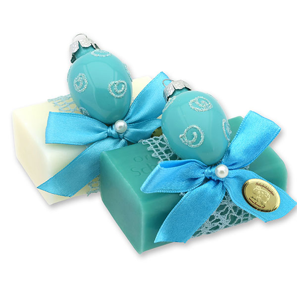 Sheep milk soap 100g decorated with an easter egg, Classic/cornflower 