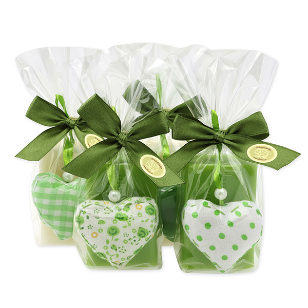 Sheep milk soap 100g decorated with a heart in a cellophane, Classic/pear 