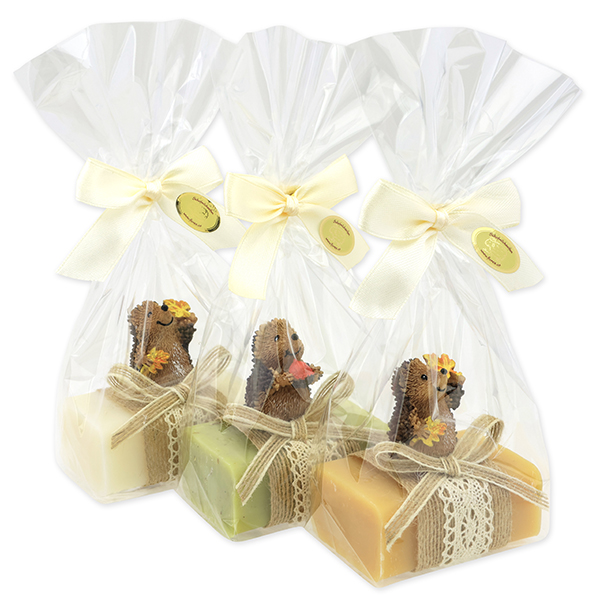 Sheep milk soap 100g decorated with a Hedgehog in a cellophane, sorted 