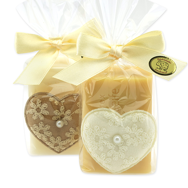 Sheep milk soap 100g decorated with a heart in a cellophane , Classic/swiss pine 