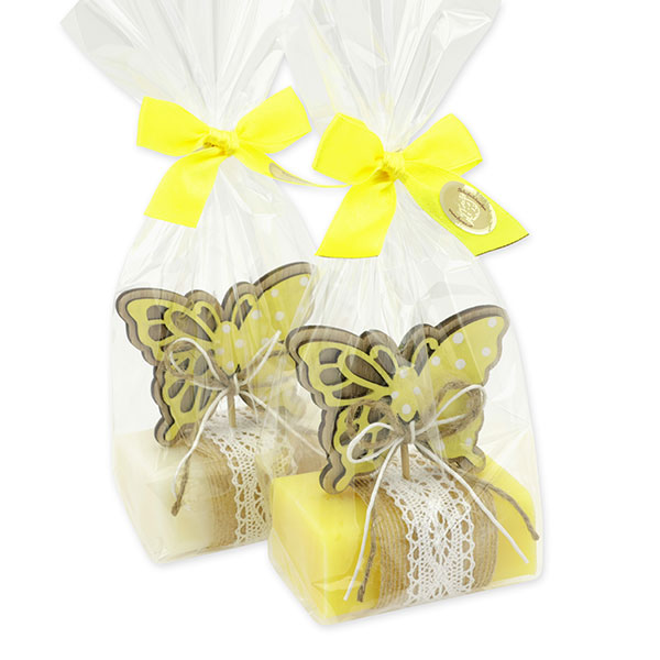 Sheep milk soap 100g decorated with a butterfly in a cellophane, Classic/chamomile 